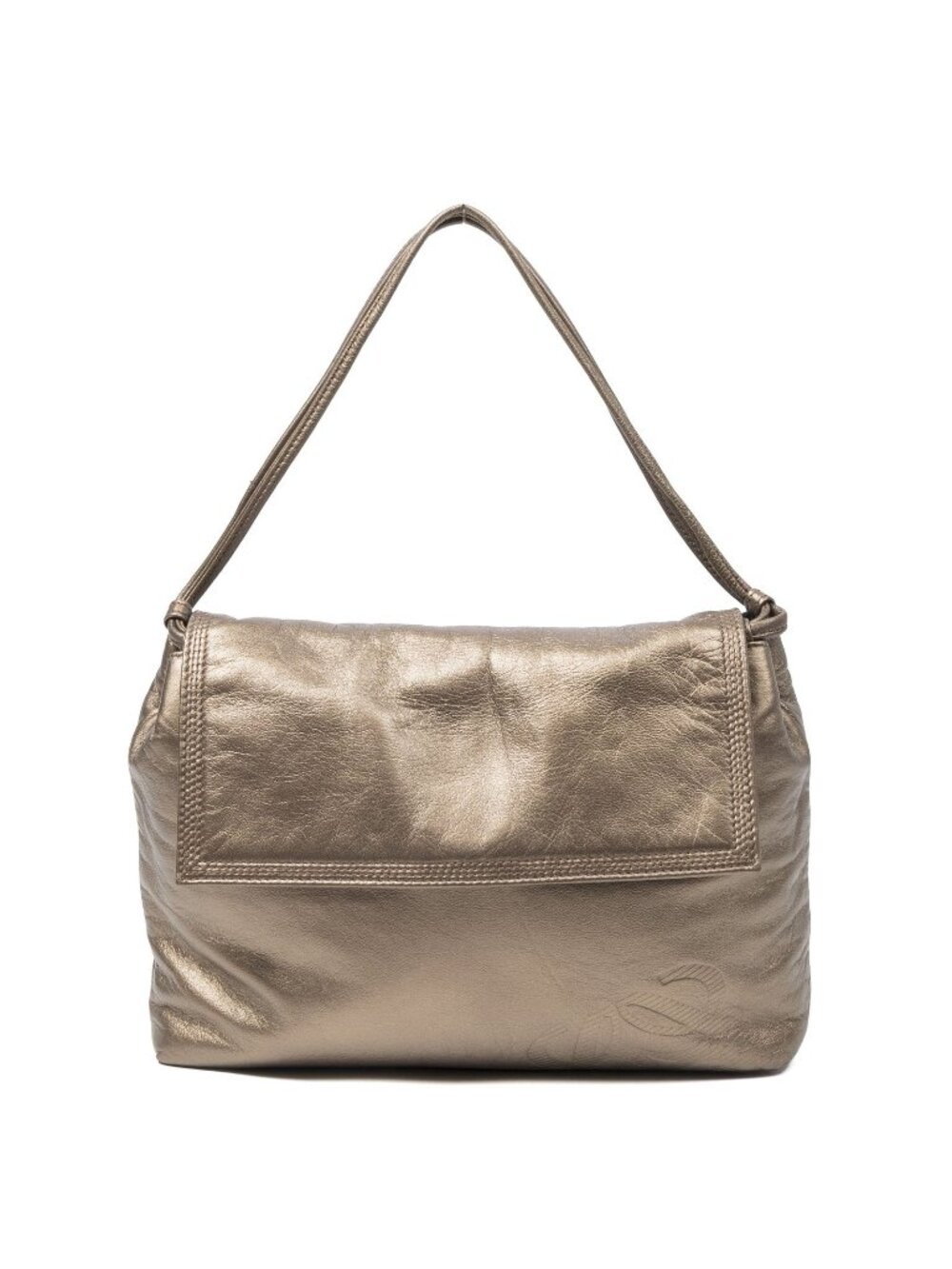 Loewe Vintage Flap Bag Messenger Gold Grain Calfskin Leather